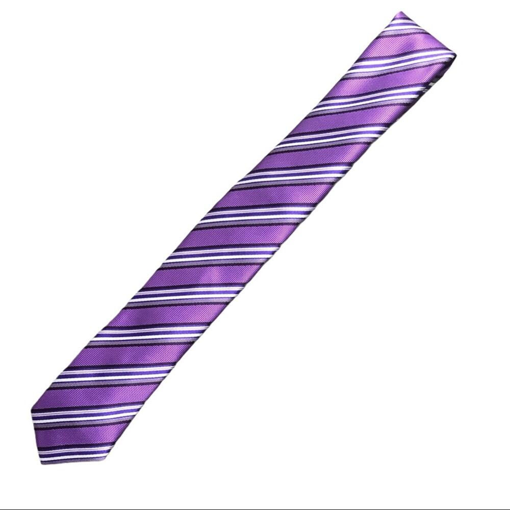 Vesuvio Napoli in Italy Striped Skinny Tie Purple